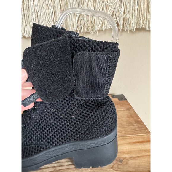 Free People X Jeffrey Campbell Ricki Hiker Boot Black Mesh Block Heel Size 8 - Picture 7 of 16